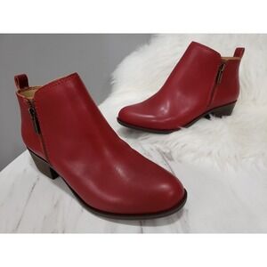 NEW NO BOX SZ 7 Lucky Brand Basel Leather Ankle Boots RED BASEL GOTHIC OLD MONEY